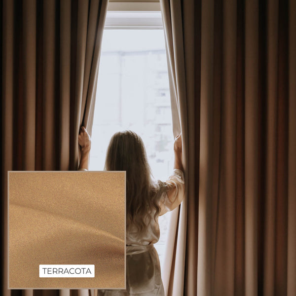 Ondulation Rideaux Mat - Terracota - Stores Rabais