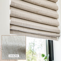 Store Romain Naturel - Lin Blanc - Stores Rabais