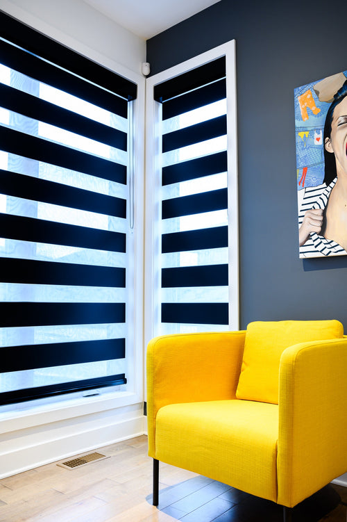 Toile Alternée Extra Large - Noir - Stores Rabais